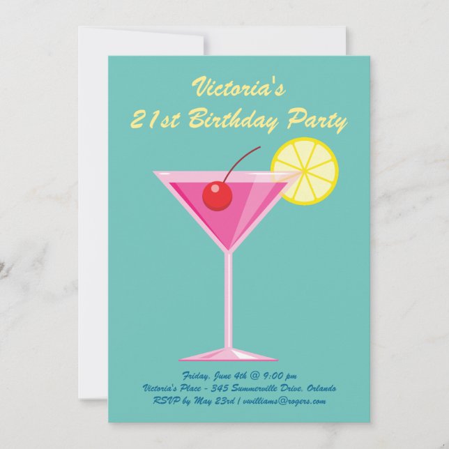 Invitación a la fiesta de cumpleaños número 21 del (Anverso)