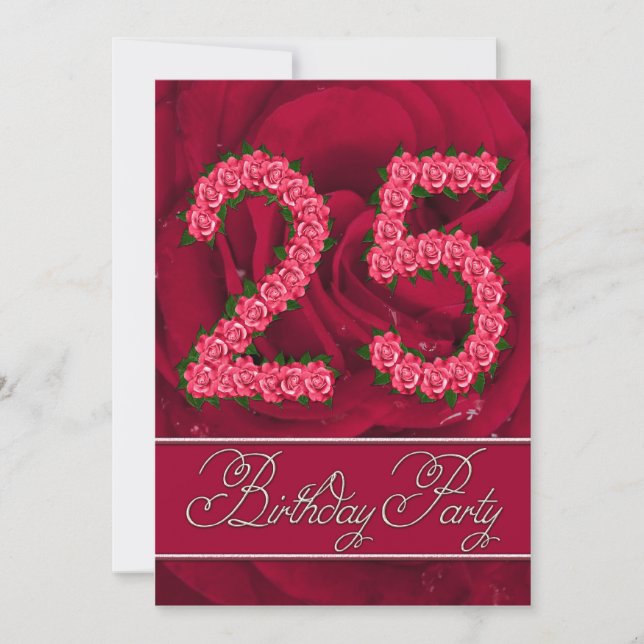 invitación a la fiesta de cumpleaños número 25 con (Anverso)