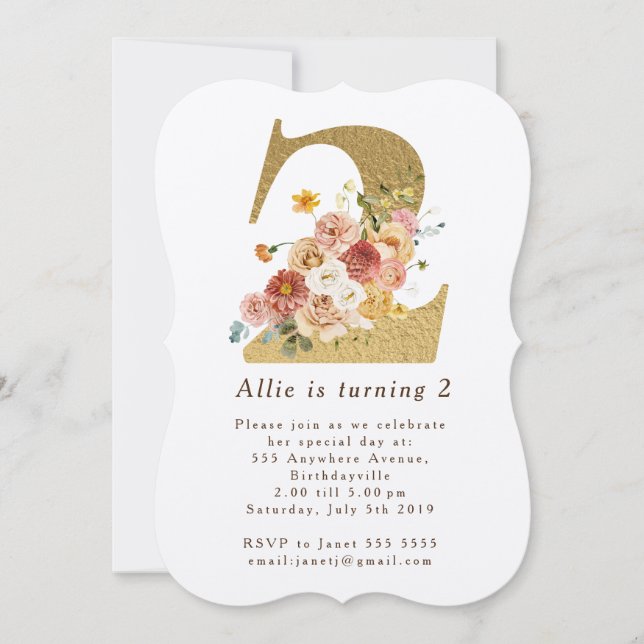 Invitación a la fiesta de cumpleaños número 2 de l (Anverso)