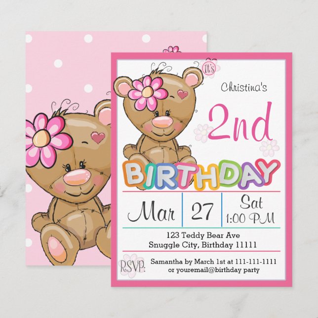 Invitación a la fiesta de cumpleaños número 2 de T (Anverso / Reverso)