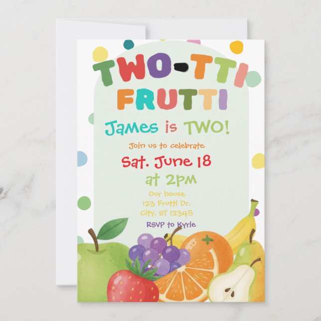 Invitación a la fiesta de cumpleaños número 2 de T (Anverso)
