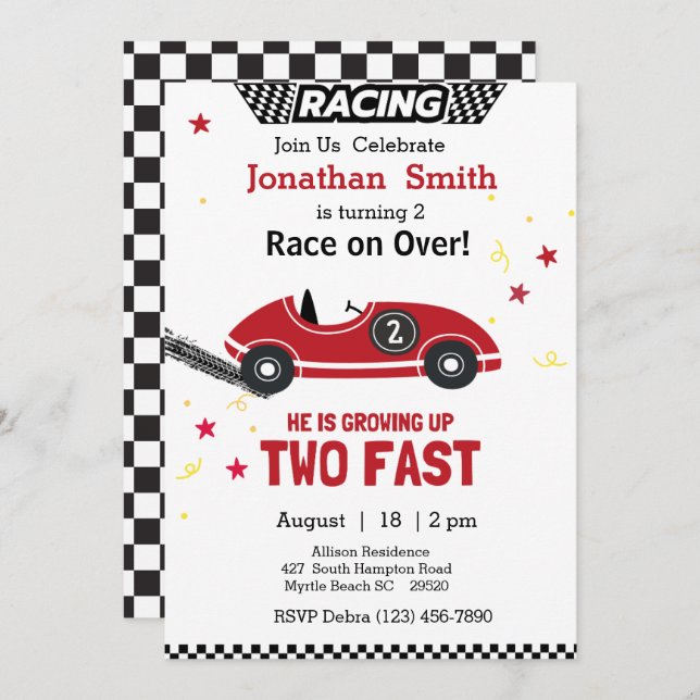 Invitación a la Fiesta de Cumpleaños número 2 del  (Anverso / Reverso)