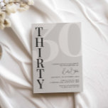 Invitación a la fiesta de cumpleaños número 30 de<br><div class="desc">Esta minimalista tipografía, invitación a la fiesta de cumpleaños número 30, es perfecta para una fiesta de cumpleaños moderna. Personalizable en cualquier color. Mantenga el diseño minimalista y elegante, tal como está, o lo personalice añadiendo sus propios gráficos y obras de arte. Para una personalización más avanzada de este diseño,...</div>