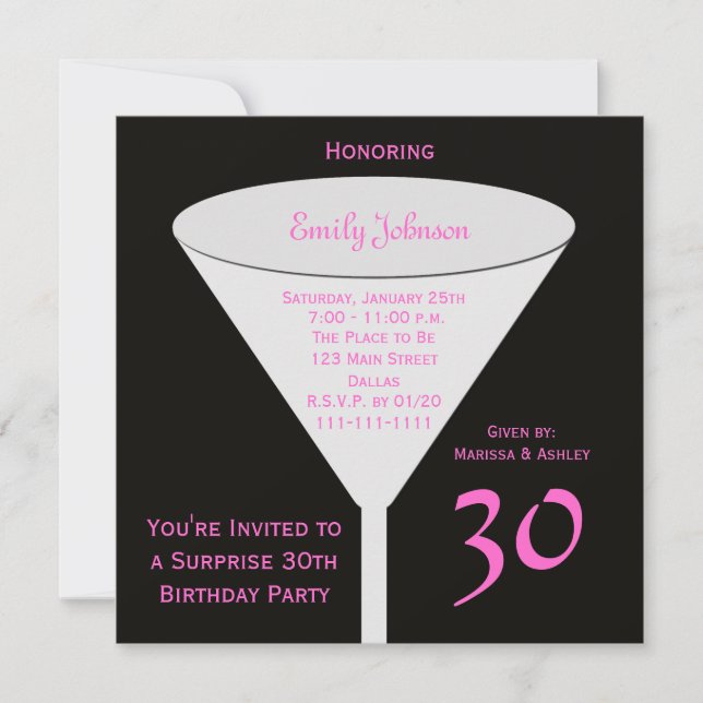 Invitación a la fiesta de cumpleaños número 30 de  (Anverso)
