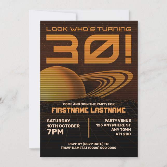 Invitación a la fiesta de cumpleaños número 30 del (Anverso)