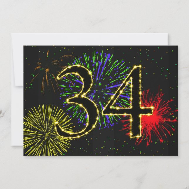 Invitación a la fiesta de cumpleaños número 34 (Anverso)