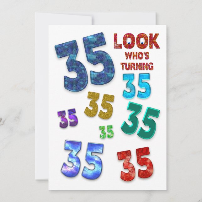 Invitación a la fiesta de cumpleaños número 35 y n (Anverso)