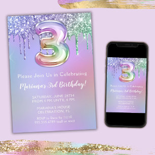 Invitación a la fiesta de cumpleaños número 3 con