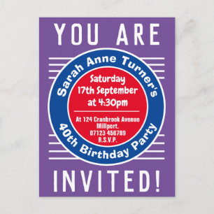 Invitación a la fiesta de cumpleaños número 40
