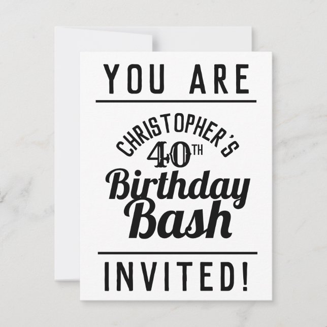Invitación a la fiesta de cumpleaños número 40 (Anverso)