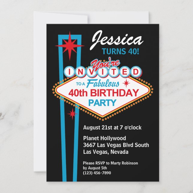 Invitación a la fiesta de cumpleaños número 40 de  (Anverso)