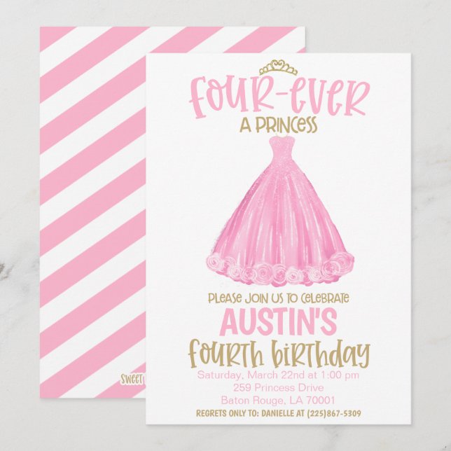 Invitación a la fiesta de cumpleaños número 4 de l (Anverso / Reverso)
