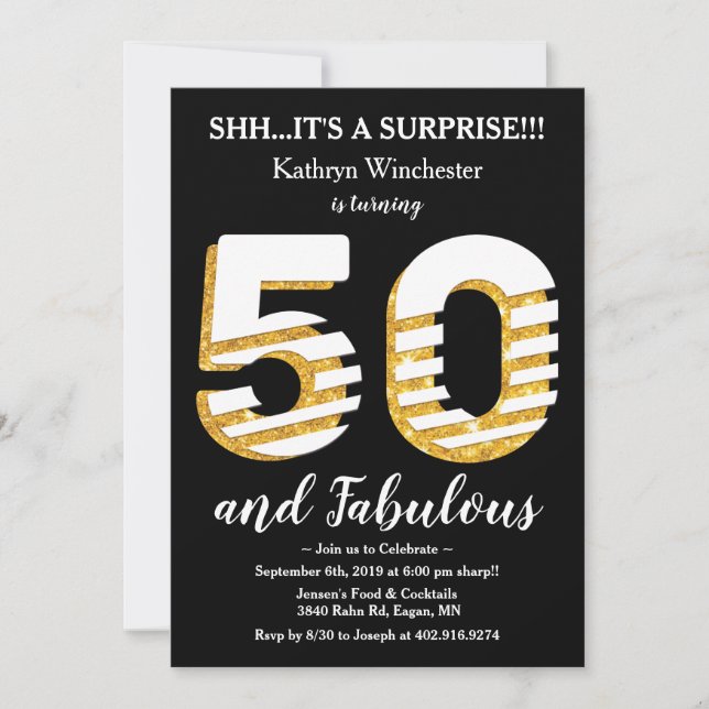Invitación a la fiesta de cumpleaños número 50 (Anverso)