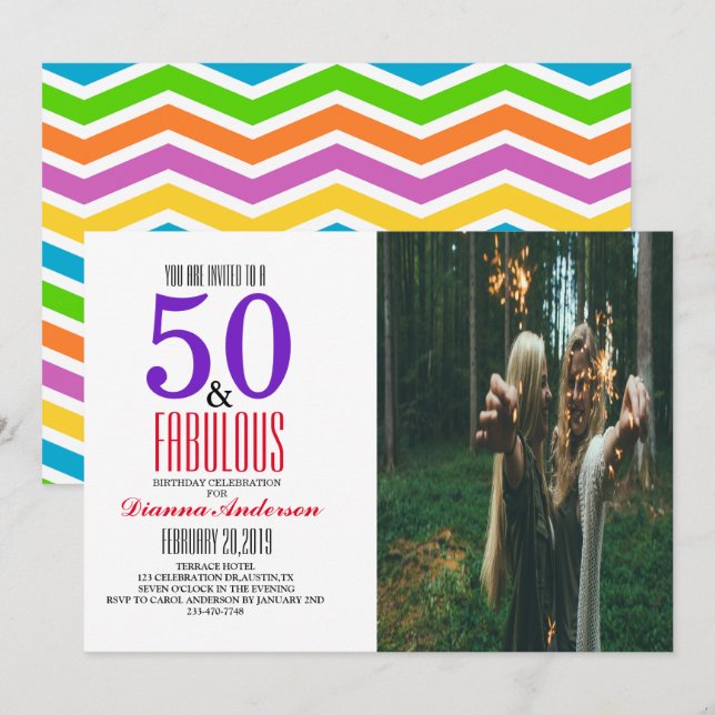 Invitación a la fiesta de cumpleaños número 50 (Anverso / Reverso)