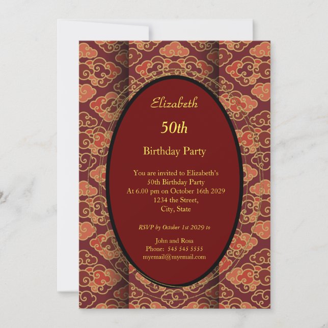 Invitación a la fiesta de cumpleaños número 50 de  (Anverso)