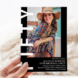 Invitación a la fiesta de cumpleaños número 50 de<br><div class="desc">Invitación de cumpleaños 50 - El diseño presenta un fondo negro que se puede cambiar a cualquier color,  una fotografía de retrato,  el texto 'CINCUENTA' con letra blanca en negrita y una elegante plantilla de fiesta de cumpleaños que se puede personalizar fácilmente. Elegante,  moderno y perfecto para cualquier edad.</div>