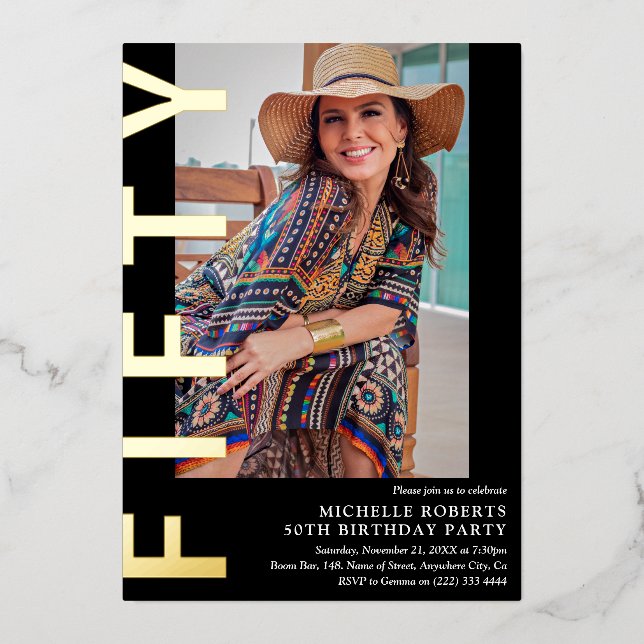 Invitación a la fiesta de cumpleaños número 50 de  (Anverso)