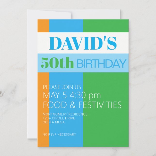 Invitación a la fiesta de cumpleaños número 50 de  (Anverso)