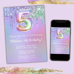 invitación a la fiesta de cumpleaños número 5 con