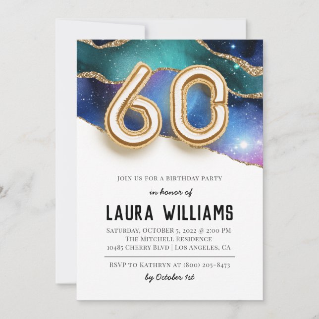 invitación a la fiesta de cumpleaños número 60 (Anverso)