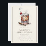 Invitación a la fiesta de cumpleaños número 60<br><div class="desc">Invitación a la fiesta de cumpleaños número 60 -60º cumpleaños - Estilo masculino clásico Celebre con estilo con una invitación audaz y atemporal para un hombre distinguido. Esta invitación a la fiesta de cumpleaños número 60 incluye un cóctel anticuado sobre las rocas, complementado con un puro iluminado, que capta la...</div>