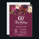 Invitación a la fiesta de cumpleaños número 60 de<br><div class="desc">Invitación a la fiesta de cumpleaños número 60 de Burgundy Floral para mujeres. Invitación a la fiesta de cumpleaños roja de Borgoña. Flor floral de color de agua de Borgoña. 13.º 15.º 16.º 18.º 20.21.30.40.50.60.70.80.90.100. Para una mayor personalización, haga clic en el botón "Personalizar" y utilice nuestra herramienta de diseño...</div>