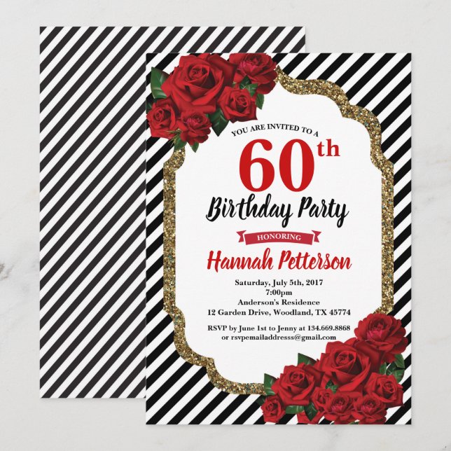 Invitación a la fiesta de cumpleaños número 60 de  (Anverso / Reverso)