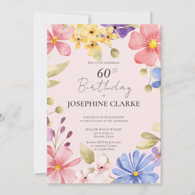 Invitación a la fiesta de cumpleaños número 60 de  (Anverso)