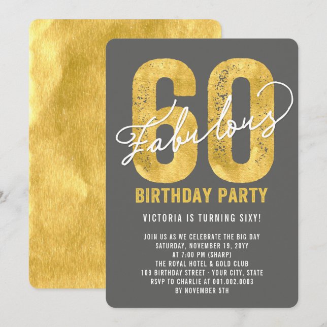 Invitación a la fiesta de cumpleaños número 60 de  (Anverso / Reverso)
