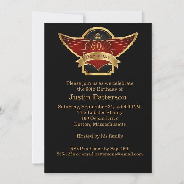 Invitación a la fiesta de cumpleaños número 60 de  (Anverso)