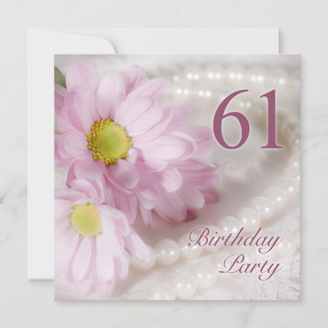 Invitación a la fiesta de cumpleaños número 61 con (Anverso)