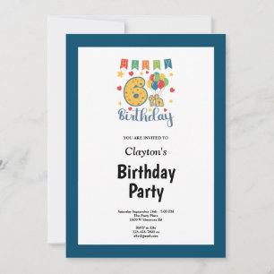Invitación a la fiesta de cumpleaños número 6 con 