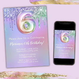 Invitación a la fiesta de cumpleaños número 6 con 