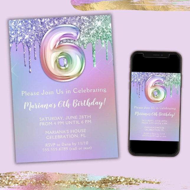 Invitación a la fiesta de cumpleaños número 6 con  (Subido por el creador)