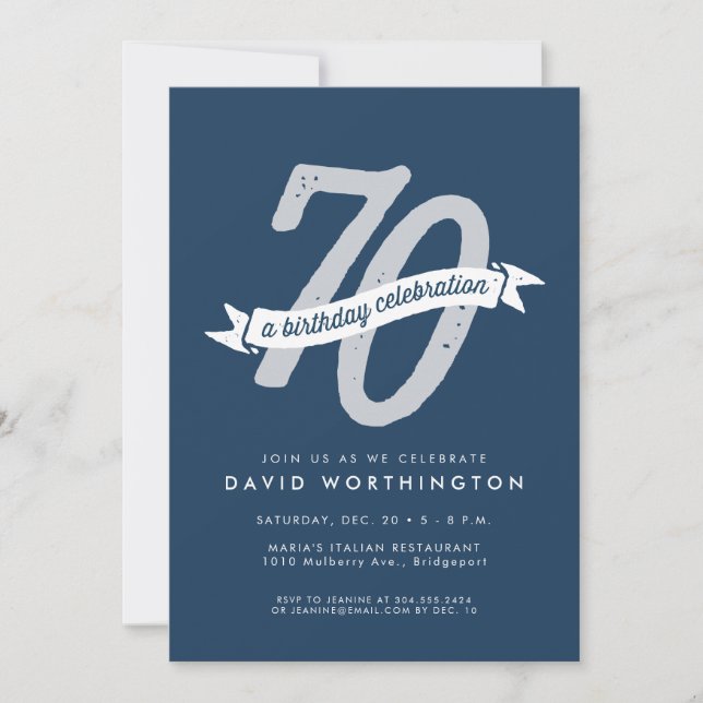 invitación a la fiesta de cumpleaños número 70 (Anverso)