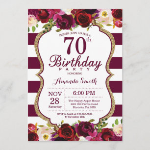 Invitación a la fiesta de cumpleaños número 70 de 