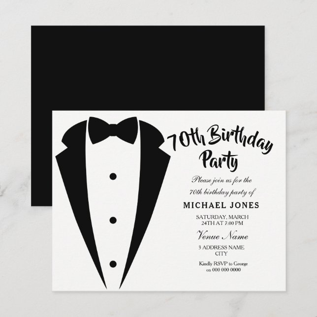 Invitación a la fiesta de cumpleaños número 70 de  (Anverso / Reverso)