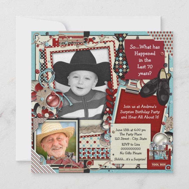 Invitación a la fiesta de cumpleaños número 70 de  (Anverso)