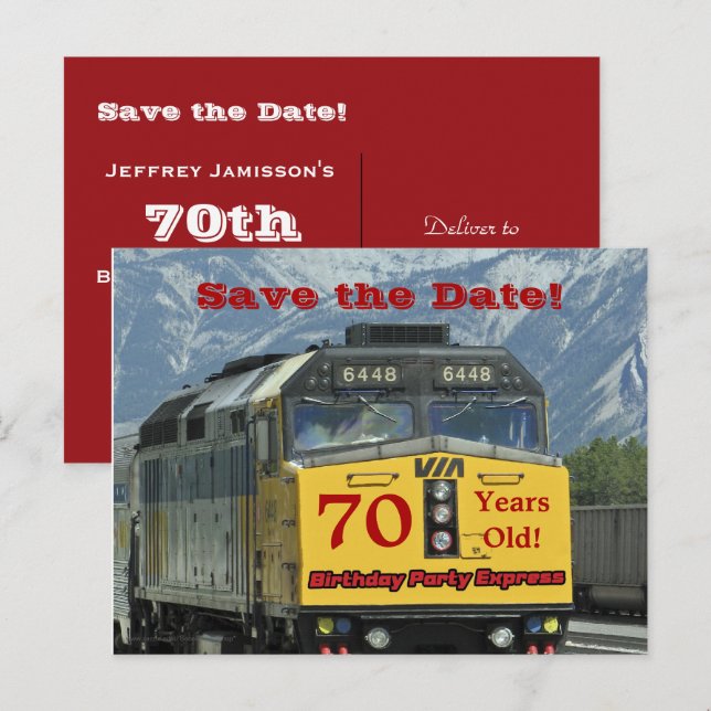 Invitación a la fiesta de cumpleaños número 70 Sav (Anverso / Reverso)