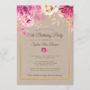 Invitación a la fiesta de cumpleaños número 75 de 