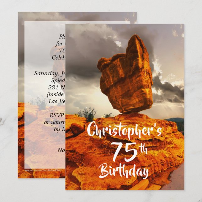 Invitación a la fiesta de cumpleaños número 75, ro (Anverso / Reverso)