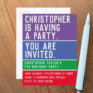 Invitación a la fiesta de cumpleaños número 7 del