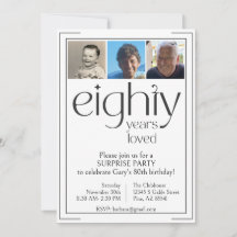 Invitación a la fiesta de cumpleaños número 80 bla