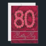 Invitación a la fiesta de cumpleaños número 80 con<br><div class="desc">Elegante invitación de cumpleaños con montones de rosas rojas! Los números se forman de docenas de rosas rojas. Una invitación que usted puede personalizar y hacer única para usted.</div>