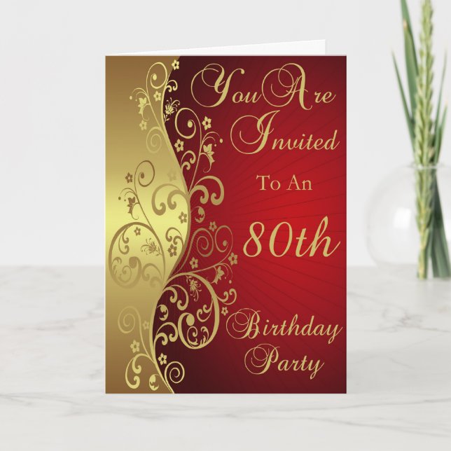 Invitación a la fiesta de cumpleaños número 80 de  (Anverso)