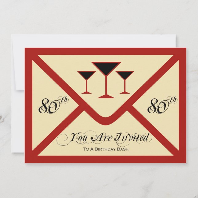 Invitación a la fiesta de cumpleaños número 80 de  (Anverso)