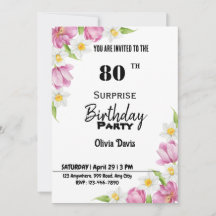 Invitación a la fiesta de cumpleaños número 80 de 
