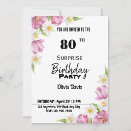 Invitación a la fiesta de cumpleaños número 80 de 