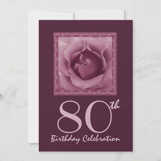 Invitación a la fiesta de cumpleaños número 80 Ros (Anverso)