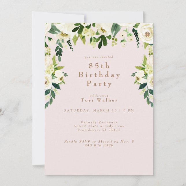 Invitación a la fiesta de cumpleaños número 85 de  (Anverso)